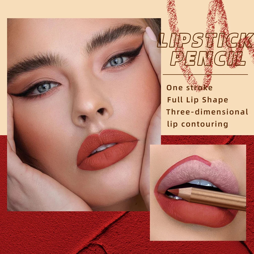 QIBEST Lip Liner Pencil Set 12 Colors Matte Lipstick Pencil Waterproof Non-Stick Lip Tint Long Lasting Lipliner Makeup For Women Qme