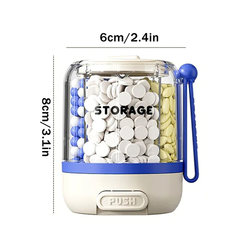 Round Pill Box 4-compartment Case Drug Dispense Mini Portable Daily Qme