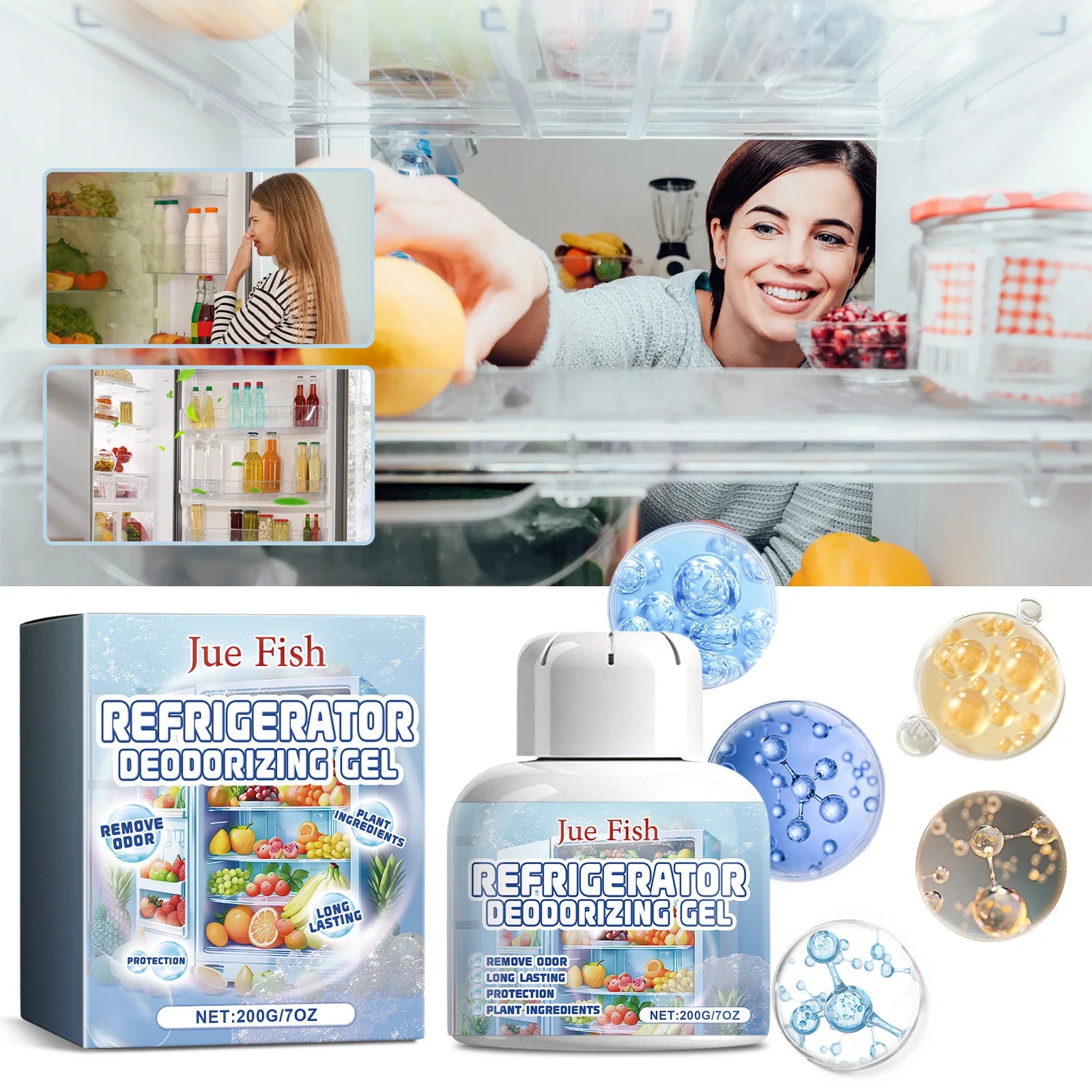Refrigerator Deodorizer Gel Quickly Removing Odors Keep Refrigerator Freshening Long-Term Protection Household Fridge Deodorant Qme
