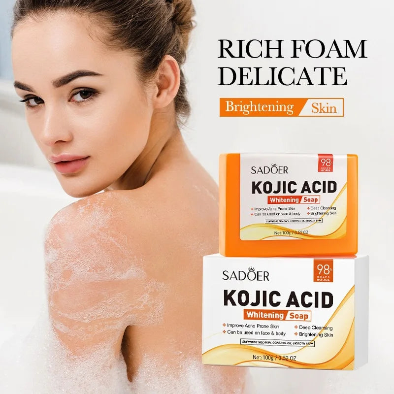 Kojic Acid Arbutin Brightening Skin Care Soap Deep Cleaning Bath Qme