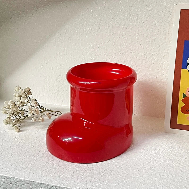 Red Boots Christmas Decor Pen Holder Multi-functional Desk Organizer Qme A1