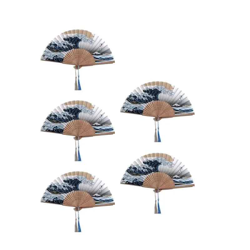 Handheld Folding Ancient Style Fan With Tassel Portable Decorative Photo Prop For Cosplay Party Indoor Atmosphere Decoration Qme 5pcs