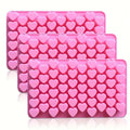 55 Mini Heart Shapes Silicone Soap Crayon Ice Cube Candy Decoration Chocolate Mold, Reusable Cake Mold Baking Kitchen Supplies Qme 3PCS