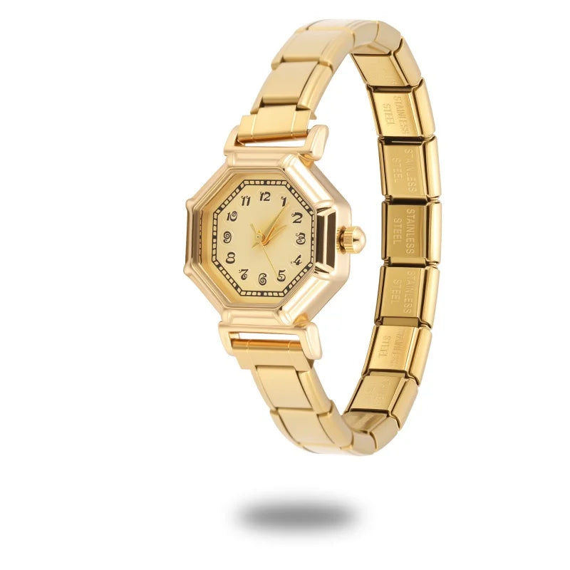 2026 Fashion Women's Men's DIY 9mm Width Italian Elastic Charm Stainless Square Octangle Watch Bracelet Bangle For Birthday Gift Qme Style 18