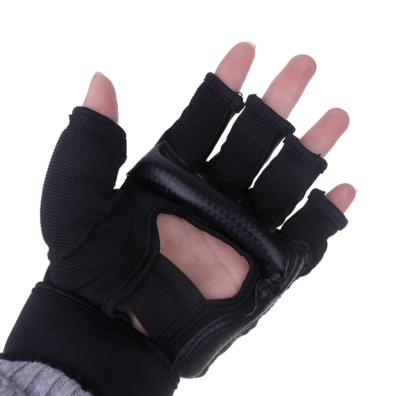 1Pair Karate Gloves Martial Taekwondo Leather Foot Equipment Half Qme