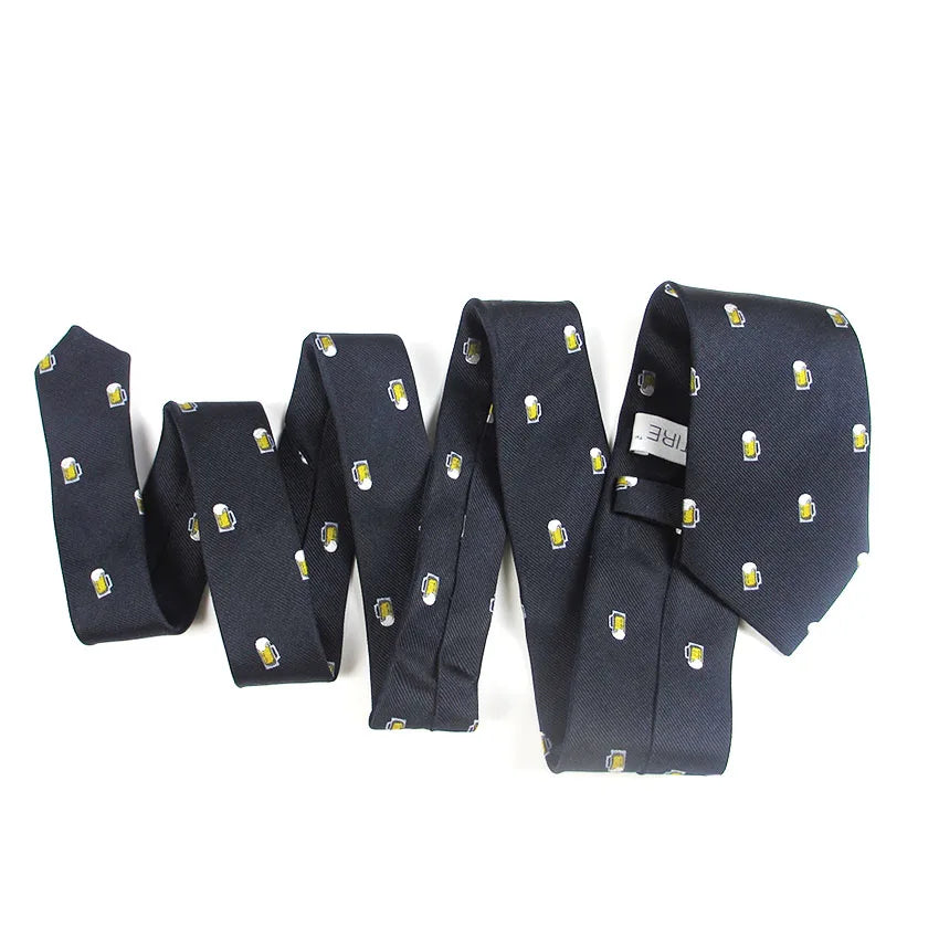 Necktie Men Beer Mug Funny Ties Formal Dress Wedding Shirt Cravat Qme