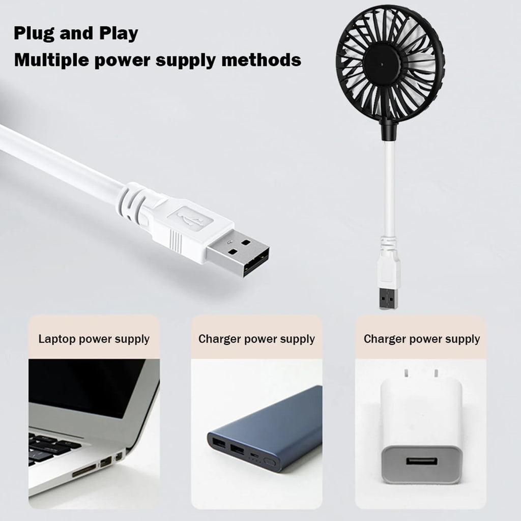 Mini USB Fan 360 Degree Adjustable Portable Fan for Power Bank Laptop PC for Home Office Car Outdoor Travel Summer Gifts Qme