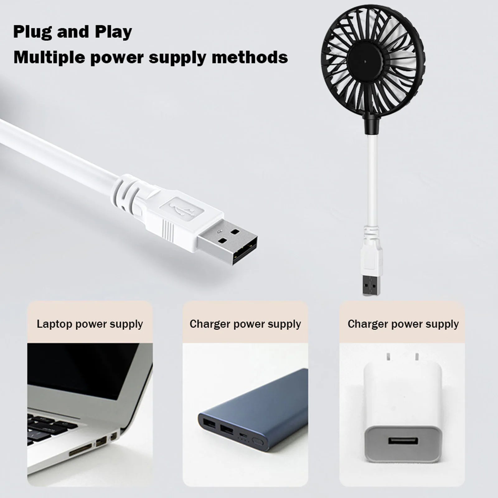 Mini USB Fan 360 Degree Adjustable Portable Fan for Power Bank Laptop PC for Home Office Car Outdoor Travel Summer Gifts Qme