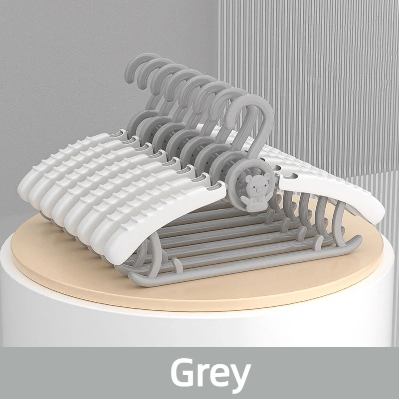 10PCS Baby Clothes Hangers Extendable Anti Slip Children's Clothing Hanger Adjustable Drying Rack For Kids Wardrobe Storage Qme 10Pcs Grey