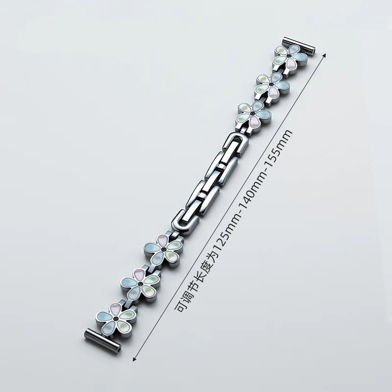 Metal Dropper Flower Steel Buckle Band Suitable for Huawei 8/9Mi 8/9 Apple IWatch1-9 S10 Stainless Steel Accessory Strap Qme Sliver AP 38-40-41 S10-42MM