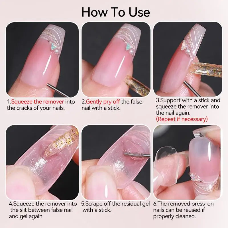 Nail Glue Remover Press Acetone Polish Multi-functional Nails Tips Qme