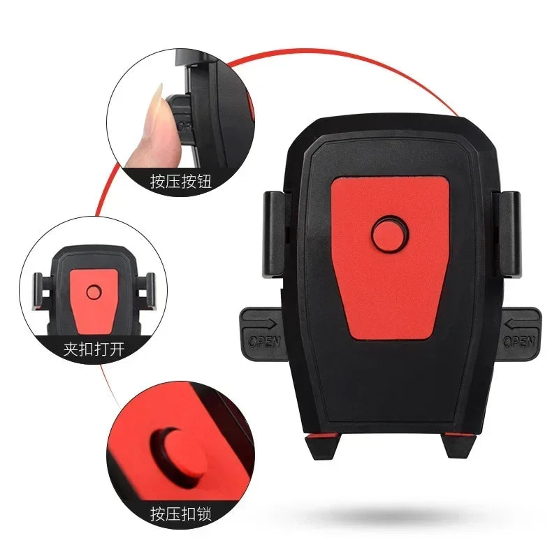 Motorcycle Electrical Car Mobile Phone Bracket Non-slip Anti-vibration Rearview Mirror Rotatable Automatic Lock Riding Holder Qme