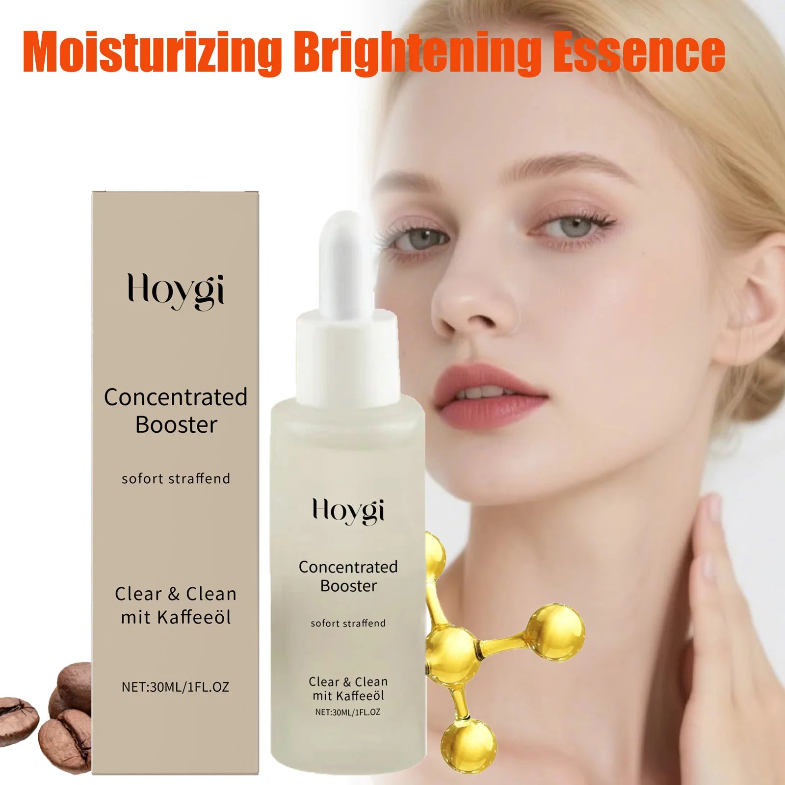 Moisturizing Brightening Essence Concentrated Booster Hydrates Evens Skin Tone Anti-Dryness Smooth Facial Serum for Glowing Skin Qme