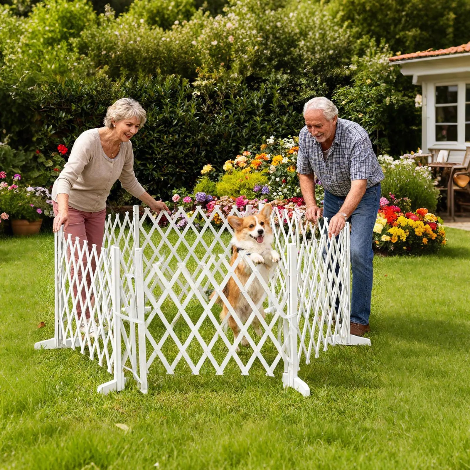 Retractable Dog Gate No-drill Wooden Fence Pet Cat Doorway Garage Qme