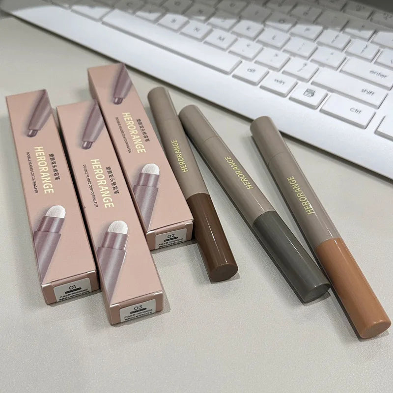 HERORANGE Double-ended Contour Pen for Contouring, Brightening with a Smudge Brush Qme