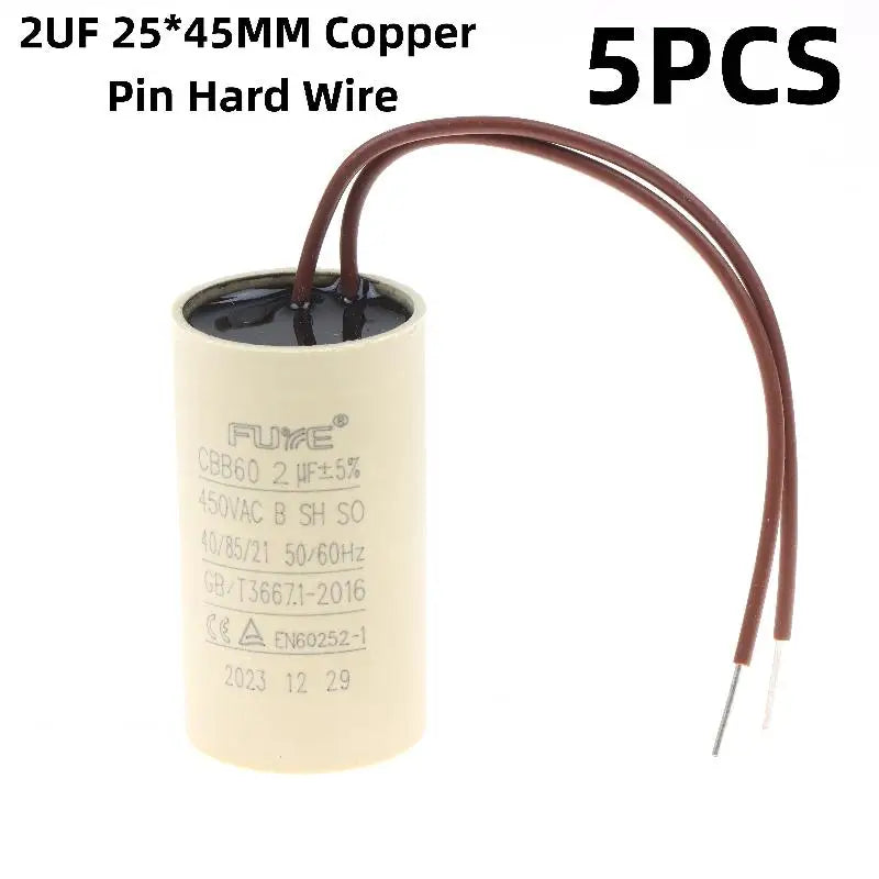 1/5Pcs 2/2.5/3uF Capacitor For Air Compressors Pressure Washers CBB60 Capacitor For Circulating Water Pump Hanging Fireplace Qme A 5pcs