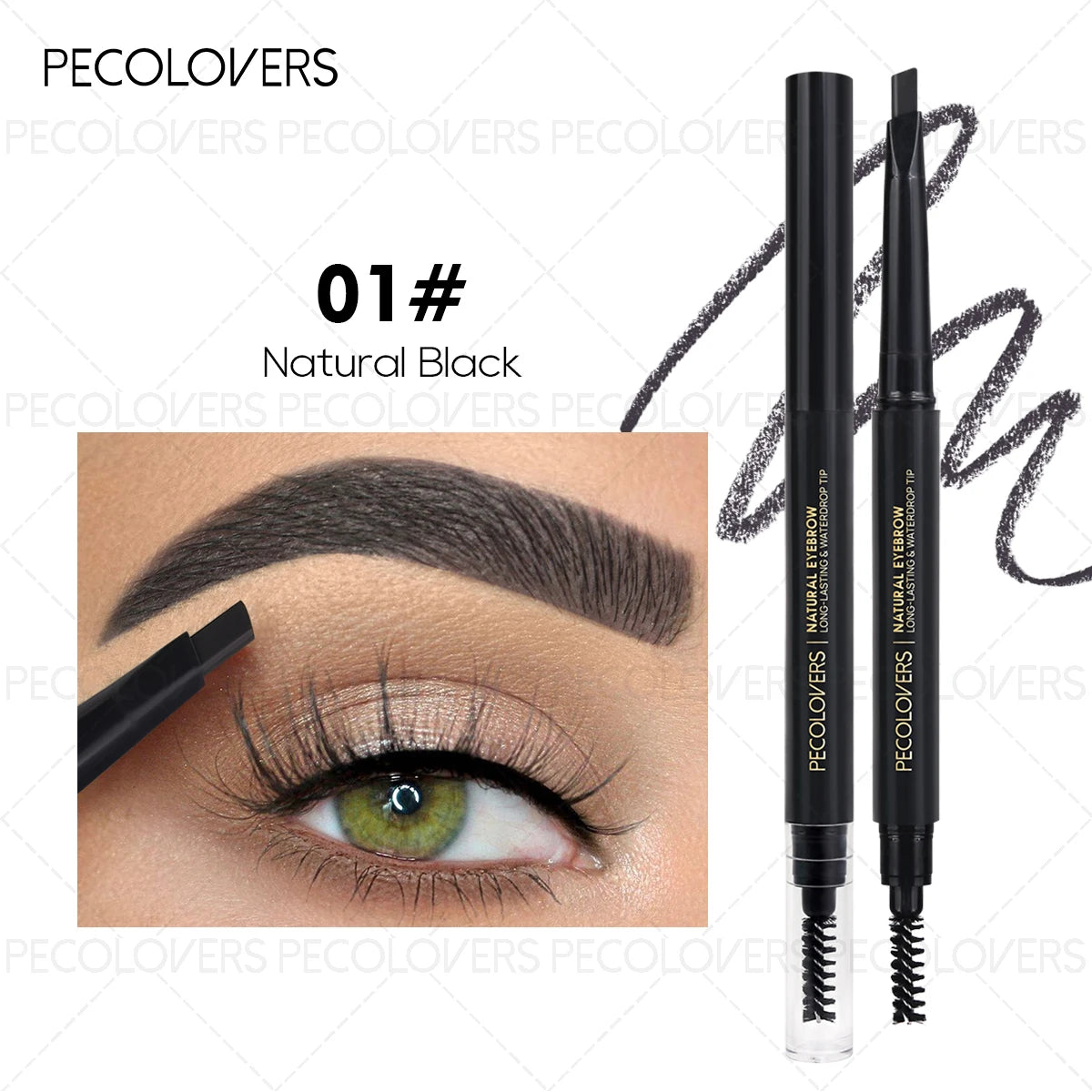 Retractable Dual-ended Eyebrow Pencil Soft Mist Black Gray Brush Qme 01