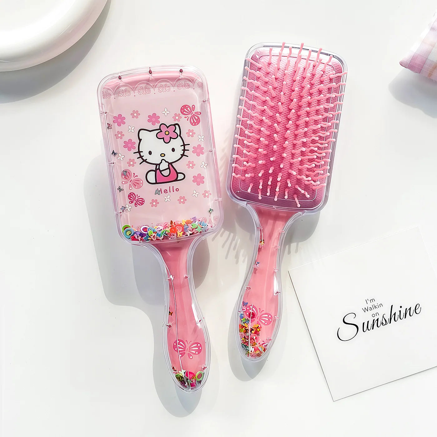 Hello Kitty Kuromi Square Clear Comb Cartoon Cushion Comb Hair Comb & Scalp Massager Air-Cushion Comb Qme 10