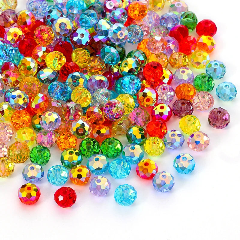 84pcs Czech Faceted Rondelle Beads 8mm AAA Crystal Glass Loose Spacer Beads for DIY Jewelry Bracelet Craft Making Supplies Qme Color 1