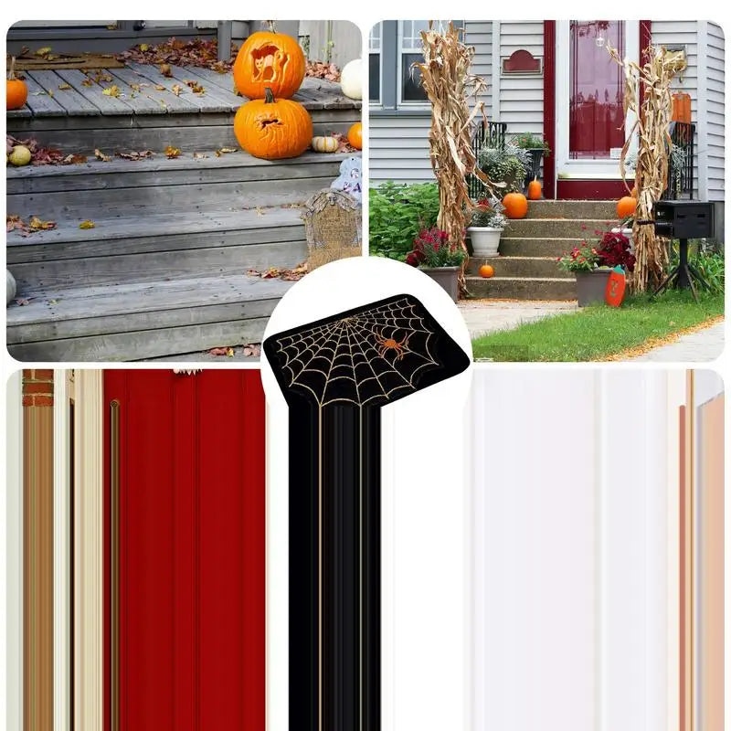 Halloween Door Mat Spider Web Decorative Holiday Floor Rug Outdoor Qme