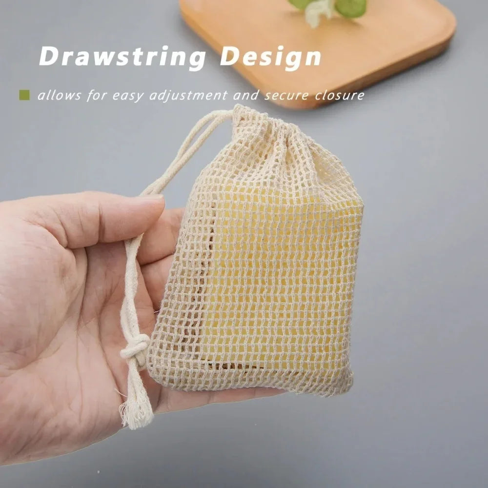 Eco Friendly Handmade Soap Foam Bag Portable Reusable Daily Body Facial Washing Tool Ideal for Travel & Home Mesh Soap Bag Use Qme