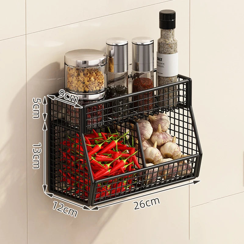 Vegetables Fruits Suitable Home Organization Wall Mounted Kitchen Qme 1 Black