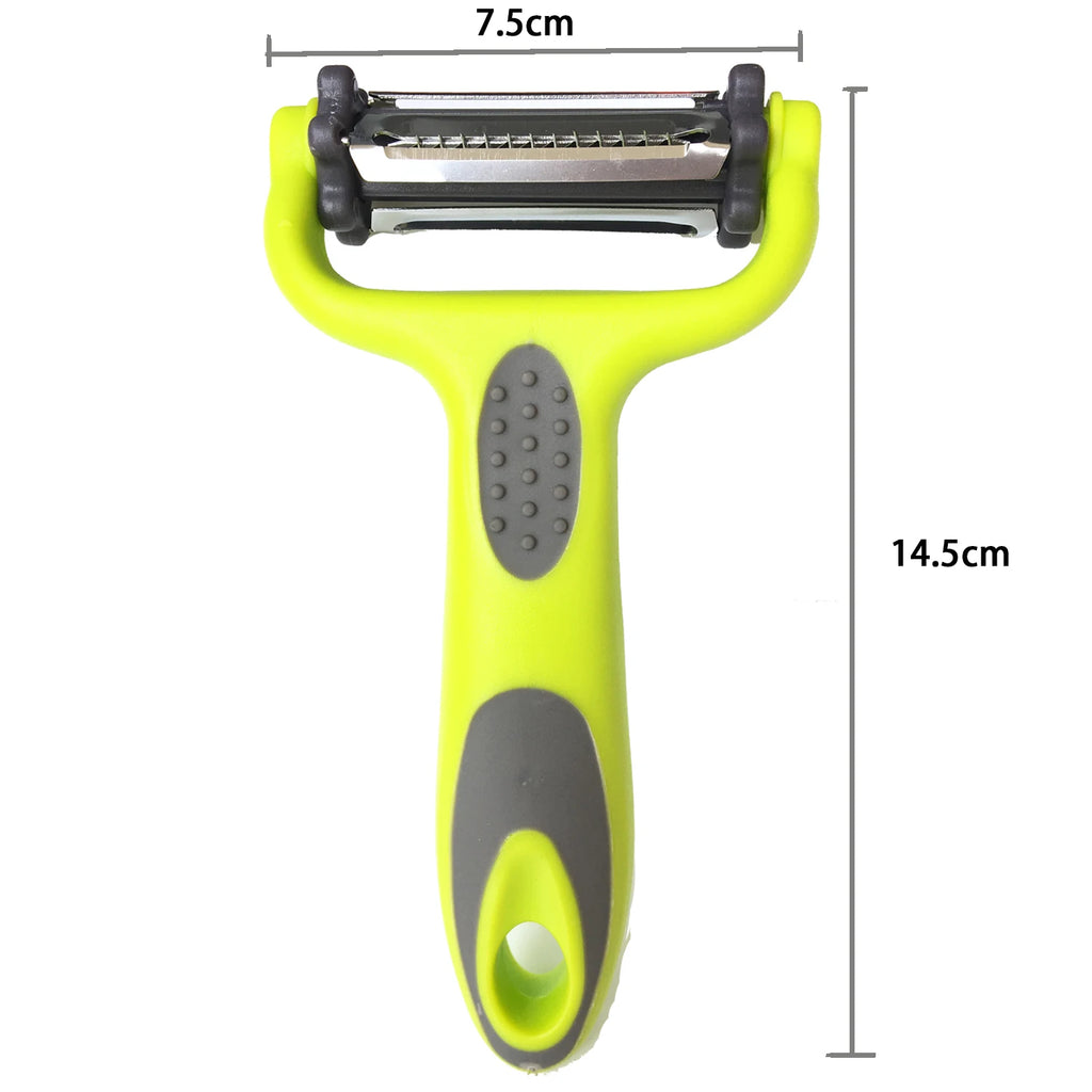 3 in 1 Vegetable Peeler Easy Grip with Rotating Serrated Straight and Julienne Stainless Steel Fruit Slicer Peeling Plane Qme