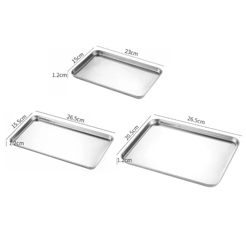 Rectangle Stainless Steel Tray Buffet Presentation Tray Metal Food Serving Plate Rice Noodle Pan Home Dishes Storage Organizer Qme