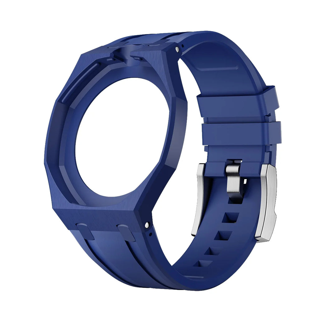 2 In 1 Strap + Case for Swatch x AP Royal Pop Pocket Watch Change to Wristwatch Ceramic+Silicone Band Wrist Strap Accessories Qme 1.Navy Blue 12.0