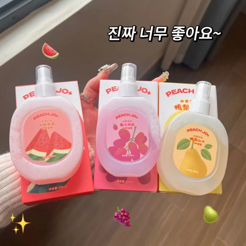 Fruit Pear Peach Grape Fragrance Clothing Deodorizer Spray Lasting Light Fragrance Deodorants Perfume Air Freshener Liquid 120ml Qme