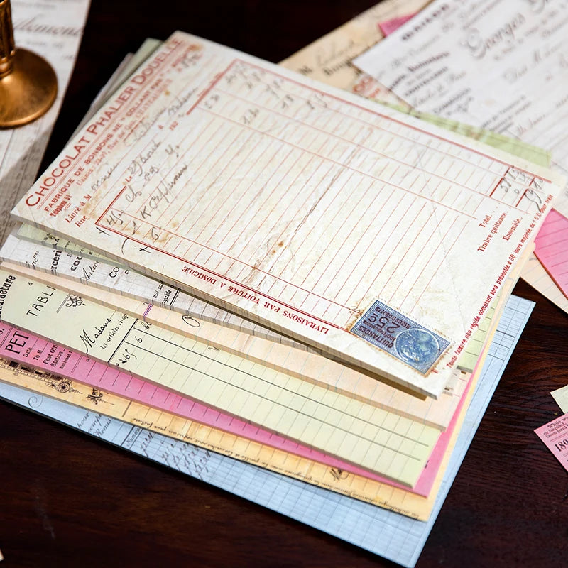 30 Sheets Vintage bill style Large size Material paper Planner Decorative Diy Scrapbooking junk journal Background paper Qme