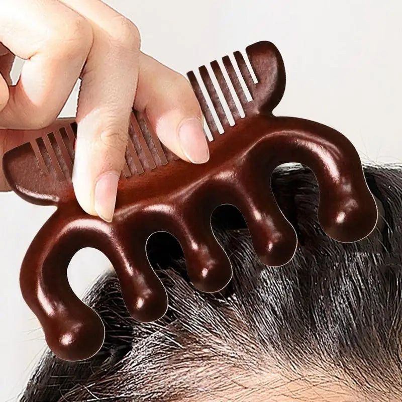 Sandalwood Comb Head Massager Five Tooth Whale Scalp Scraping Body Qme