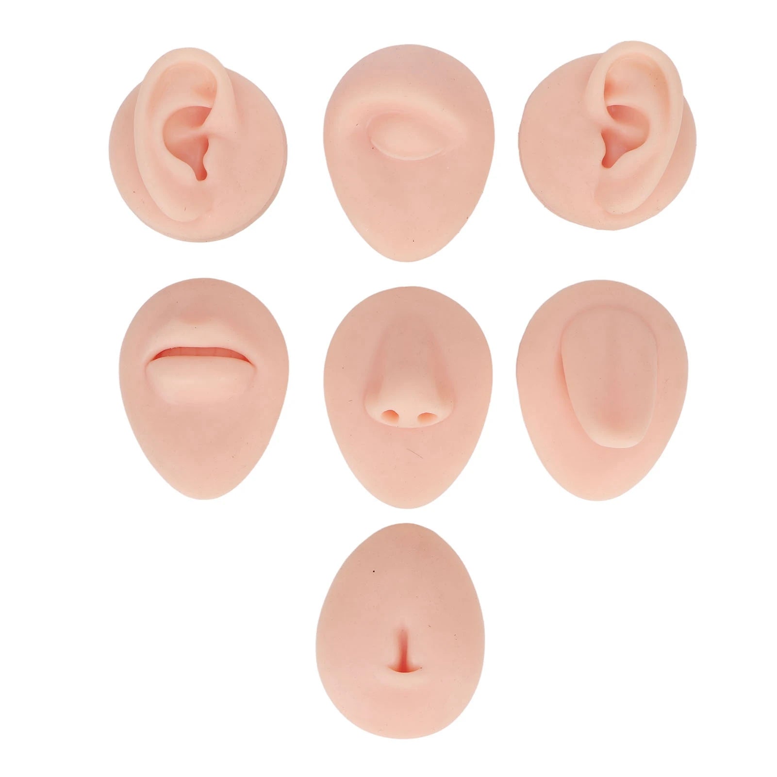 Silicone Eye Model Silicone Body Practice Model Simulation Silicone Ear Eye Nose Mouth Tongue and Belly Button Model for Novice Qme A