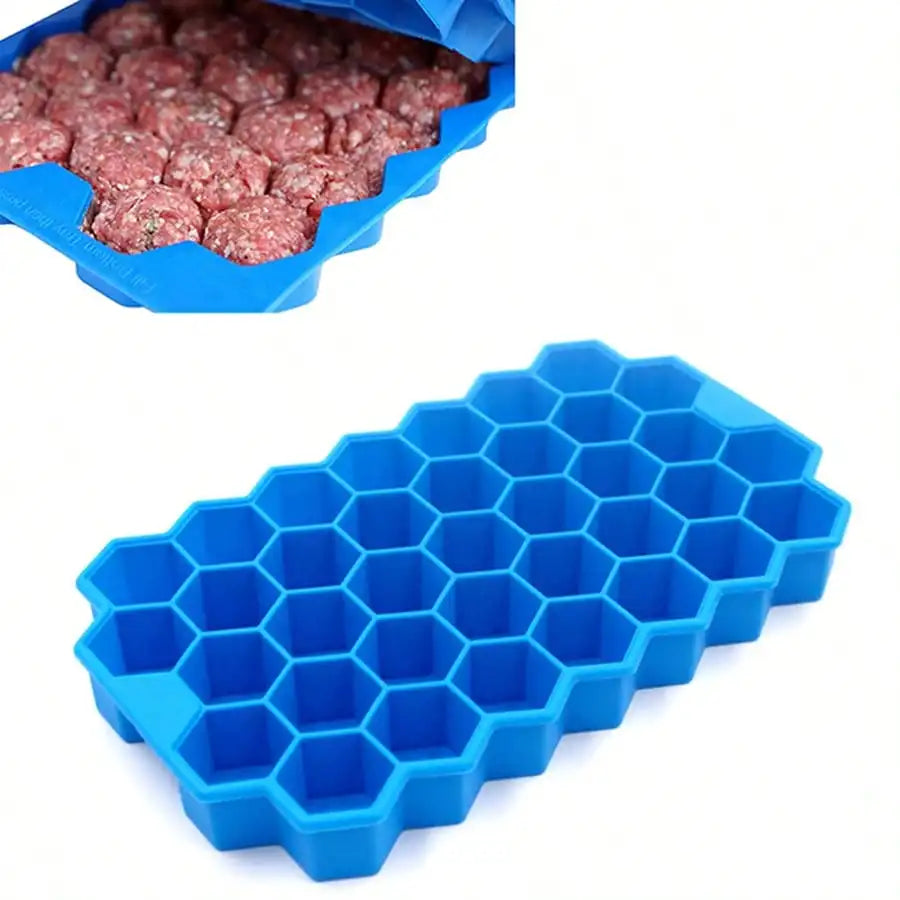 37 Grid Silicone Meatball Maker Rice Ball Shaker Mold Fish Balls Beef Qme blue