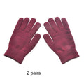 2/5 Pairs Winter Solid Color Knitted Gloves Warm Soft Elastic Cuff Thermal Mittens For Men Women Daily Outdoor Wear Qme Red 2pairs