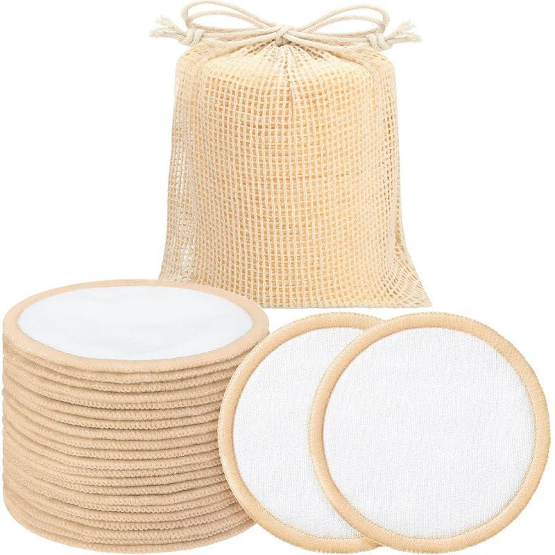 10 Reusable Makeup Remover Pads Natural Washable Cotton Rounds Types Qme white