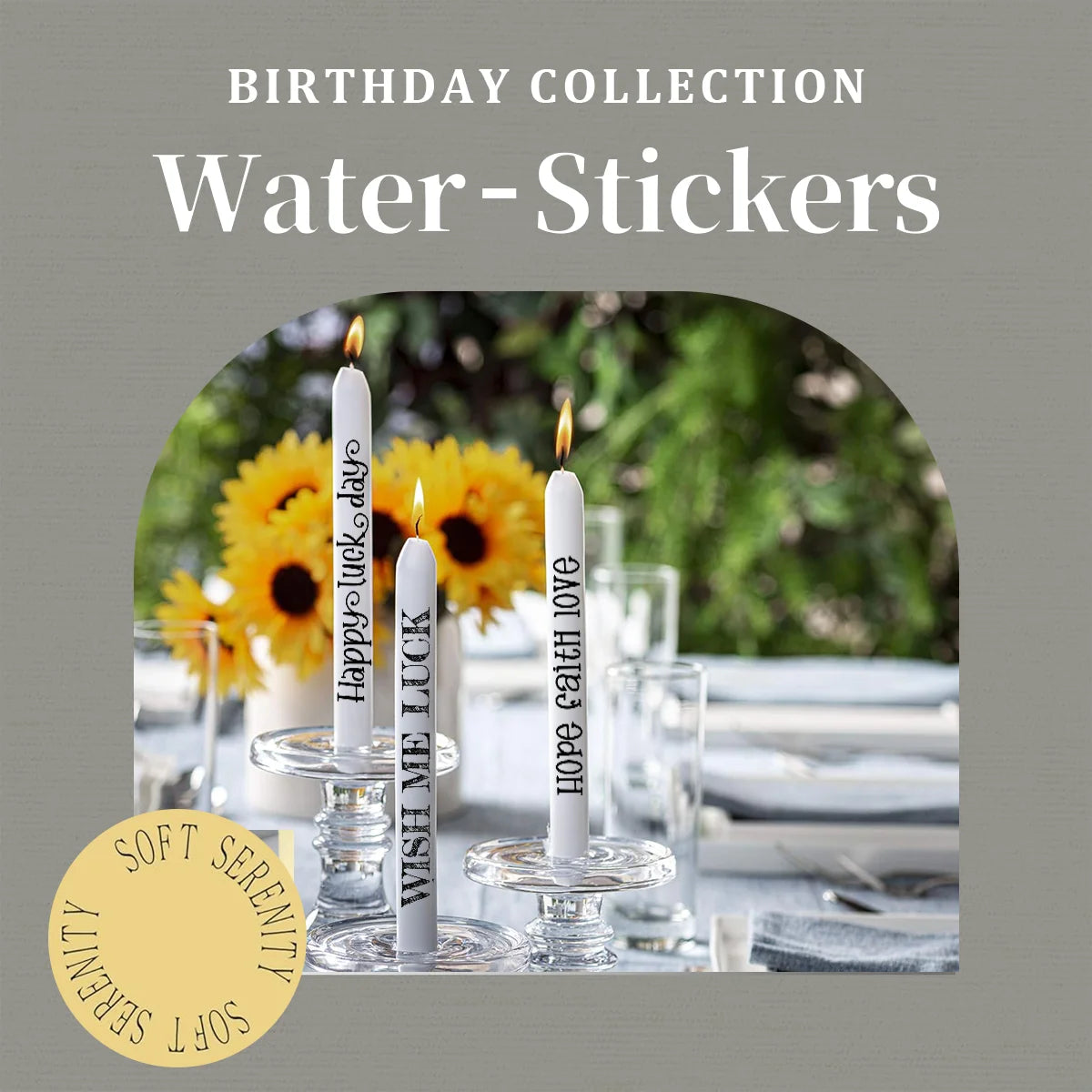 Happy Birthday Candle Stickers Self Adhesive Water Transfer Sticker Candle Cups Tattoo Diy Birthday Candle Decoration Kit Qme