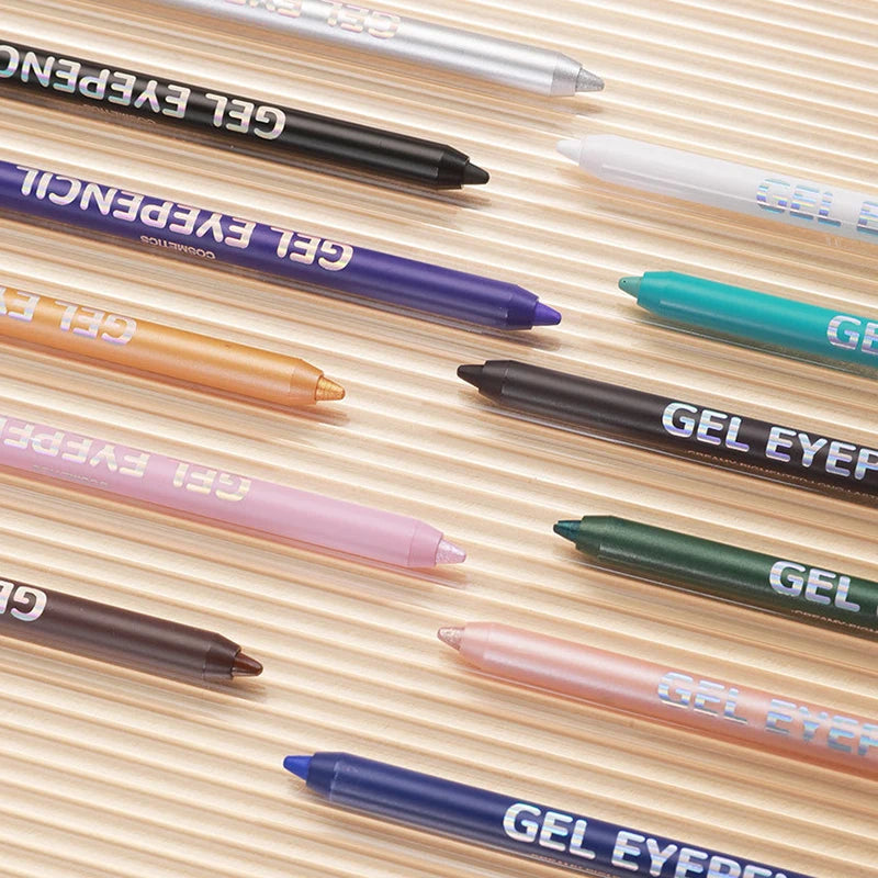 12 Color Matte Eyeliner Gel Pencil Soft Easy to Wear Colorful White Yellow Blue Pink Pearl Gloss Eye Liner Pen Cream Makeup Tool Qme