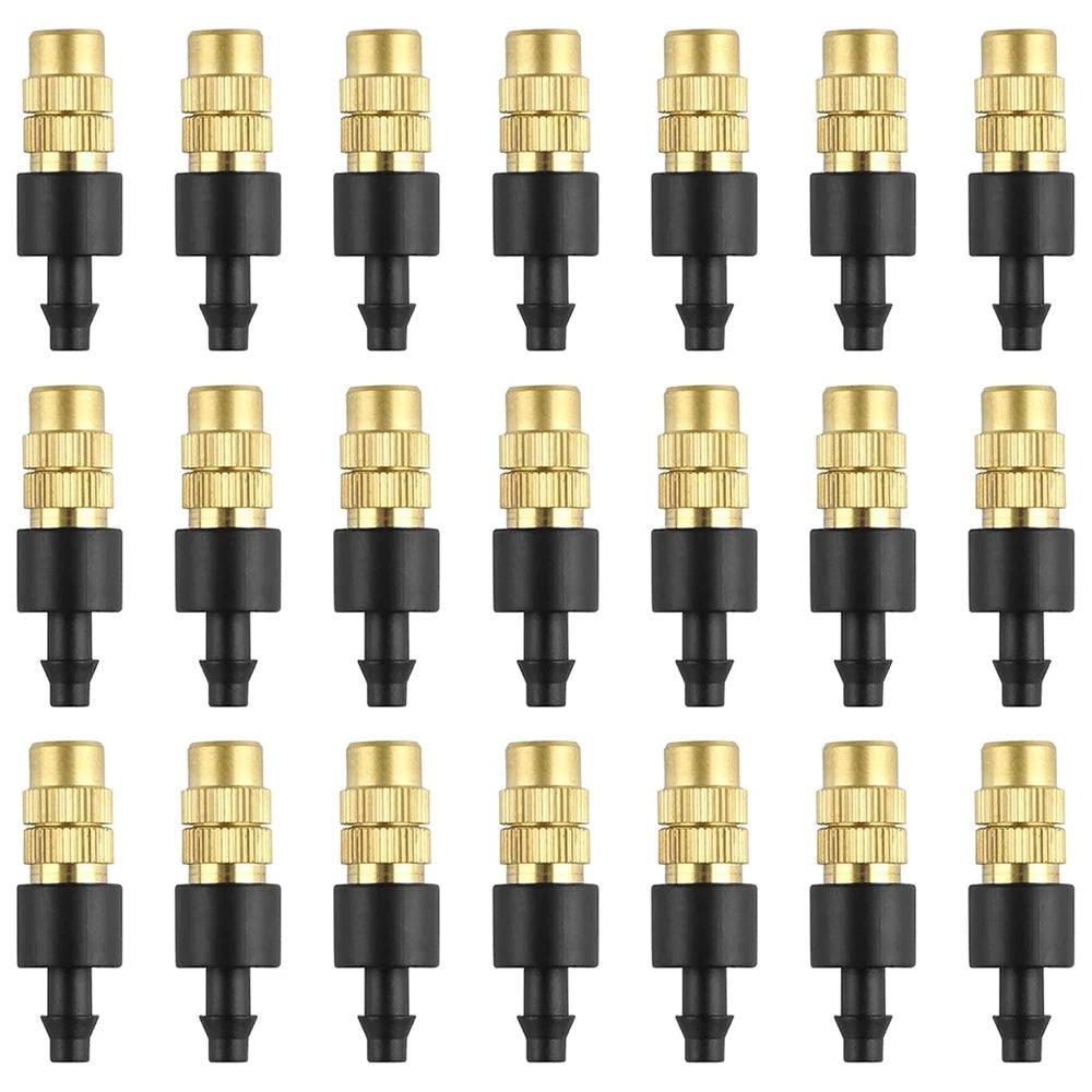 10pcs 4/7PVC Outdoor Misting Cooling System Garden Irrigation Watering 1/4'' Brass Atomizer Adjustable Garden Micro Sprinklers Qme