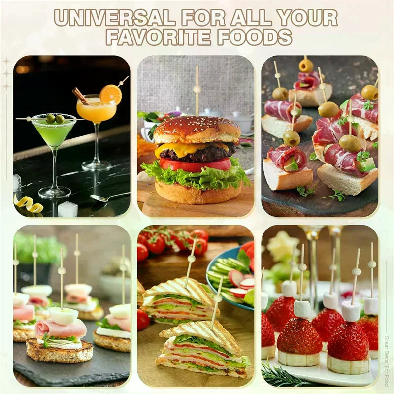 100Pcs Bamboo Fruit Fork Cocktail Prikker Skewers Disposable Fruit Fork Cocktail Prikkers Forks Food Picks Wedding Party Qme