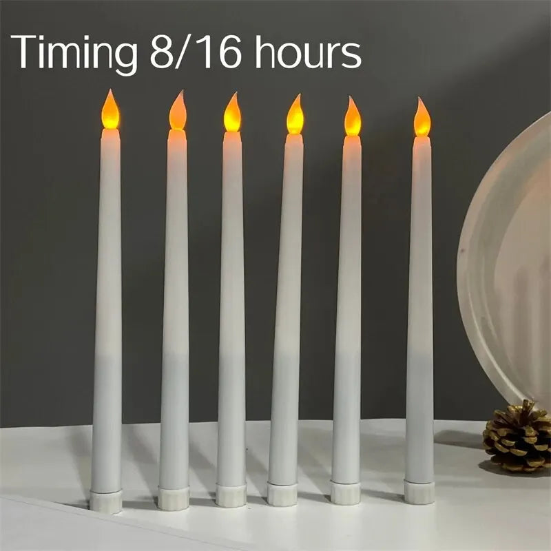 LED Flameless Flickering Taper Candles 3D Wick Candles Lamp with Remote Control Tea Lights Wedding Home Decor Battery Operated Qme