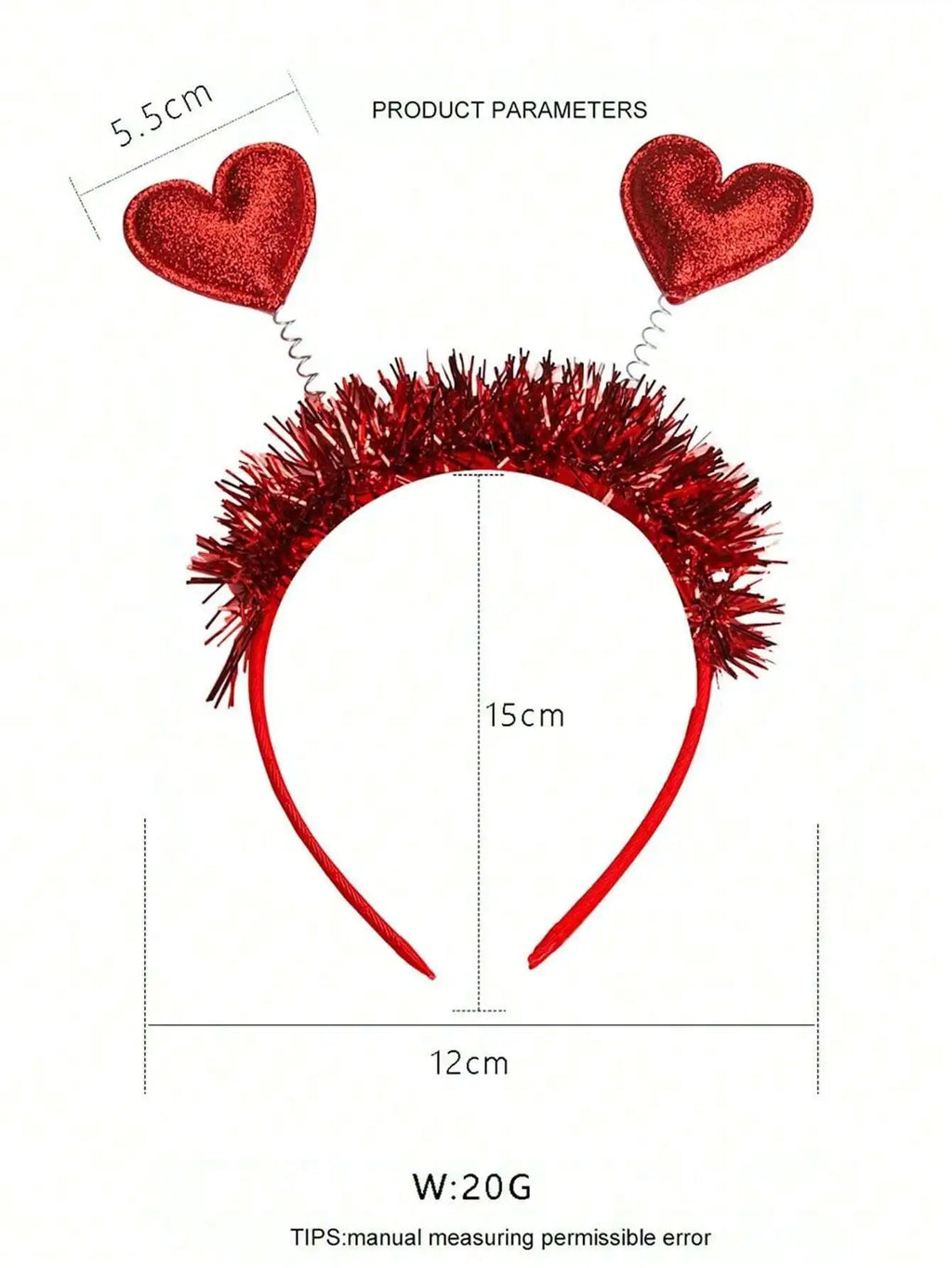 Fashionable Valentine's Day Red Sequin Heart Headband Party Birthday Qme