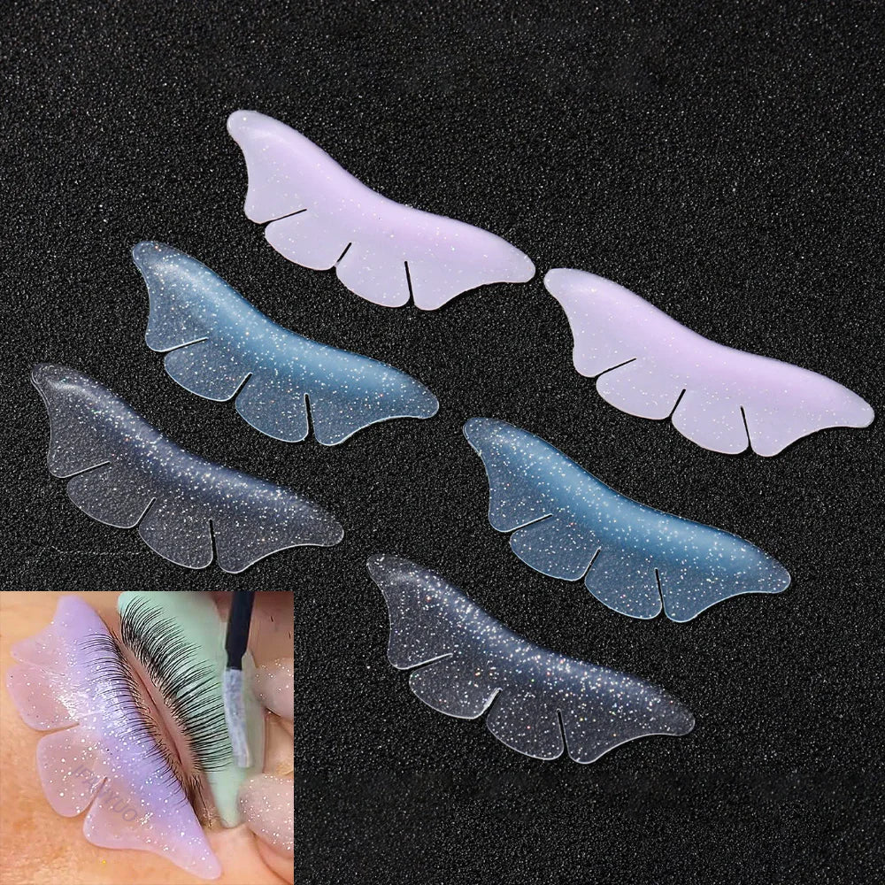 2 Pair Silicone Glitter Butterfly Lash Lift Shield Eyelash Perm Pads Lash Lifting 3D Eyelash Curler Accessories Tool Qme
