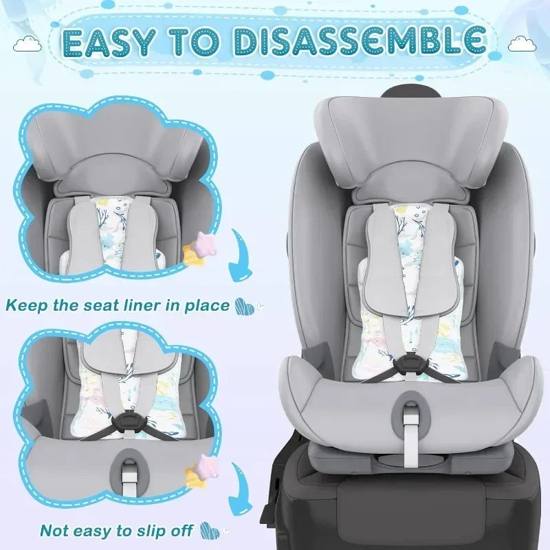 Stroller Cooling Pad Foldable Breathable Car Seat Liner Cotton Summer Travel Newborn Baby for Car Seat Stroller Outdoor Use Qme