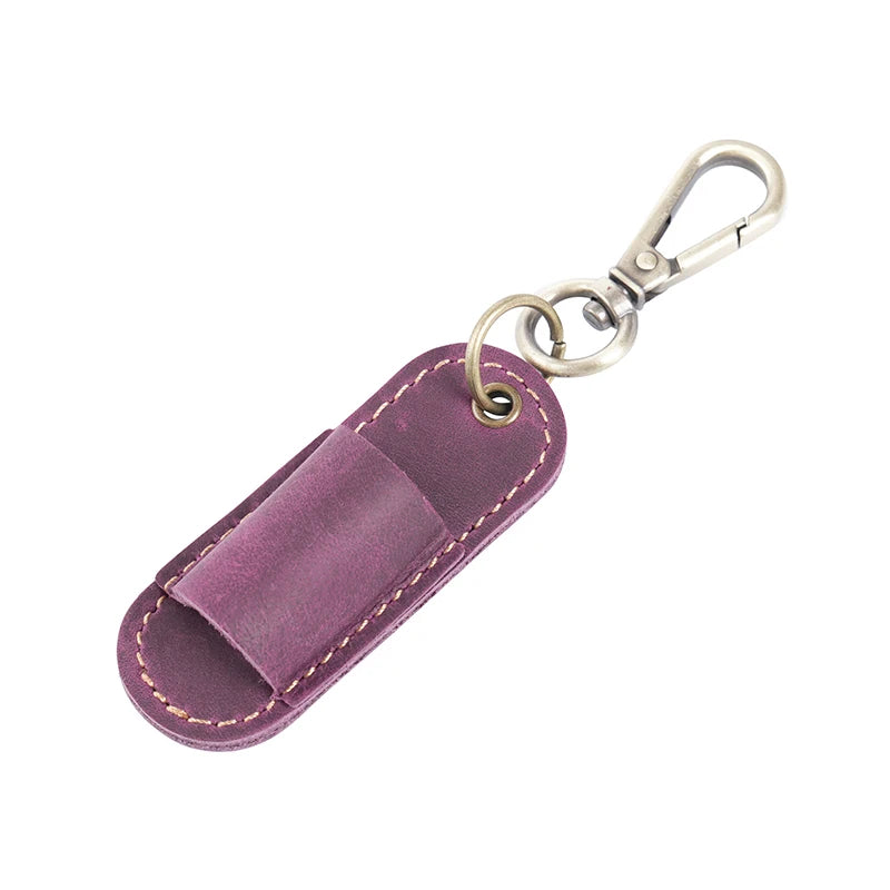 Pen Lanyard Holder Keychain Portable Pencil Protector Clipboard PU Qme Purple