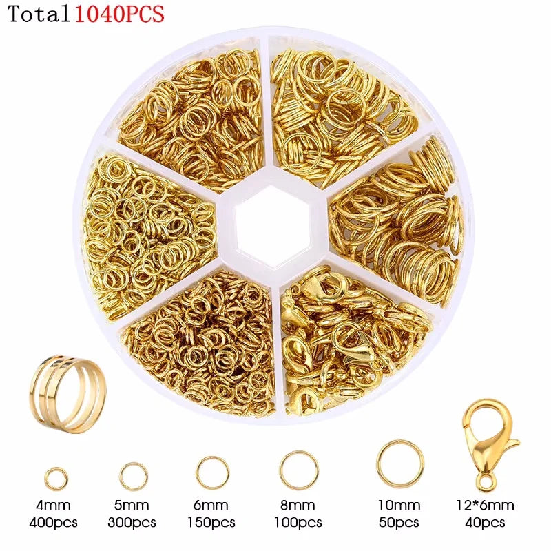 Alloy Accessories Jewelry Findings Set Earring Making Kit Lobster Clasp Open Jump Rings Repair Tools DIY Jewelry Making Supplies Qme 15