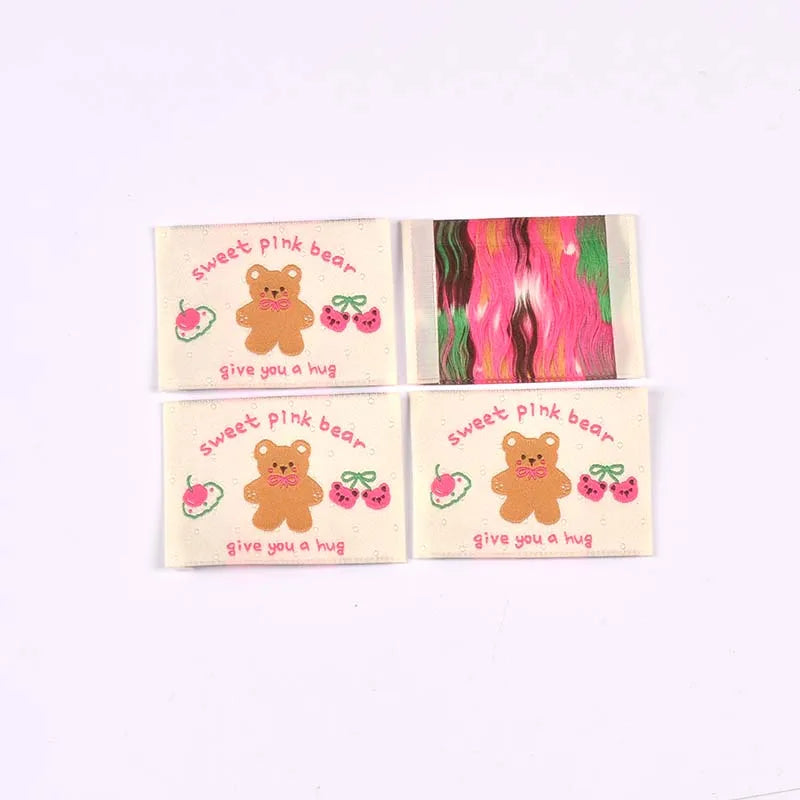 30pcs 19.5-55mm Cute Bear Fabric Labels, Handmade Sew On Tags for DIY Clothes Bags Crafts Decoration cp3860 Qme 39x55mm-2