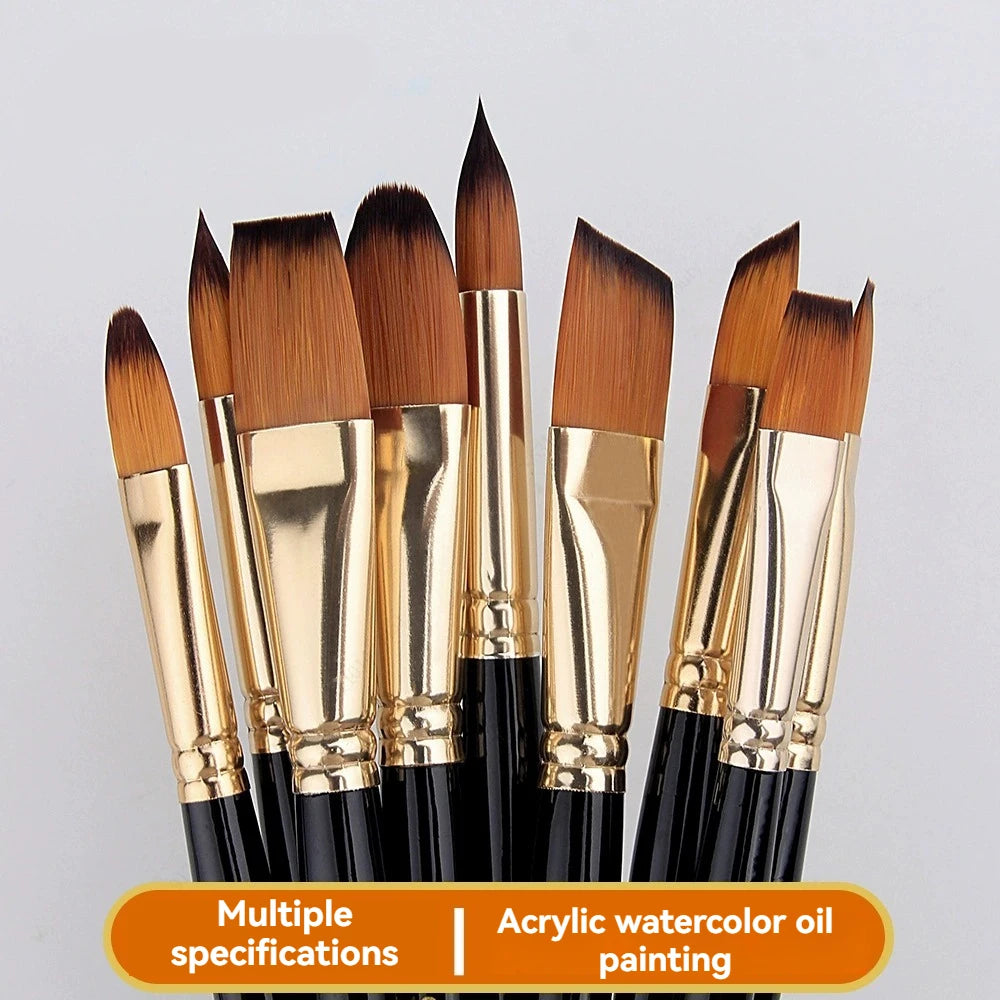 5 Pcs Acrylic Paint Brush Set, Painting Brush Nylon Brushes,for Oil/Watercolor Painting Artist Professional Kits Qme