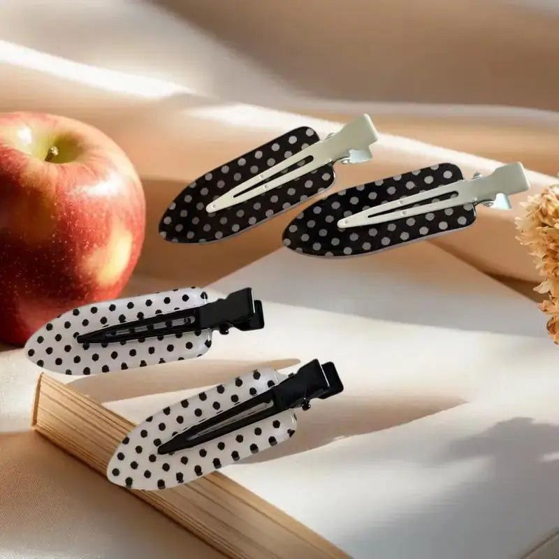 4 Black White Polka Dot Hair Clips Cute Sweet Side Bangs Hairpin Qme