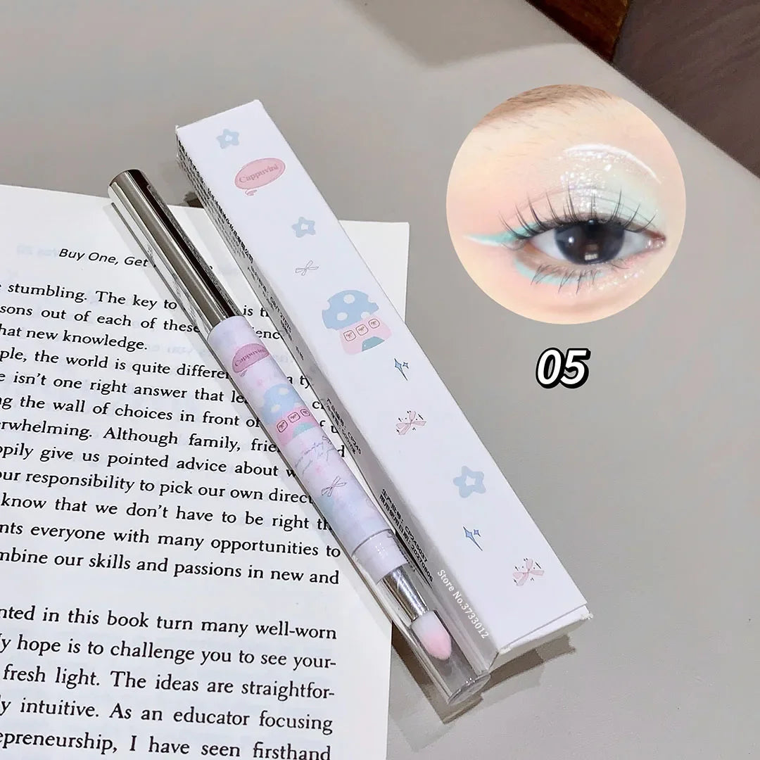 Double-head Milk Green Eyeliner Shadow Pencil Waterproof Lasting Ultra-thin Shimmer Matte Colorful Eyeliner Gel Pen With Brush Qme 05